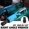 18V 100N.m Rechargeable Electric Wrench Cordless Right Angle Wrench with 1 Battery Charger Kit Ratchet Wrench Repair Tool
