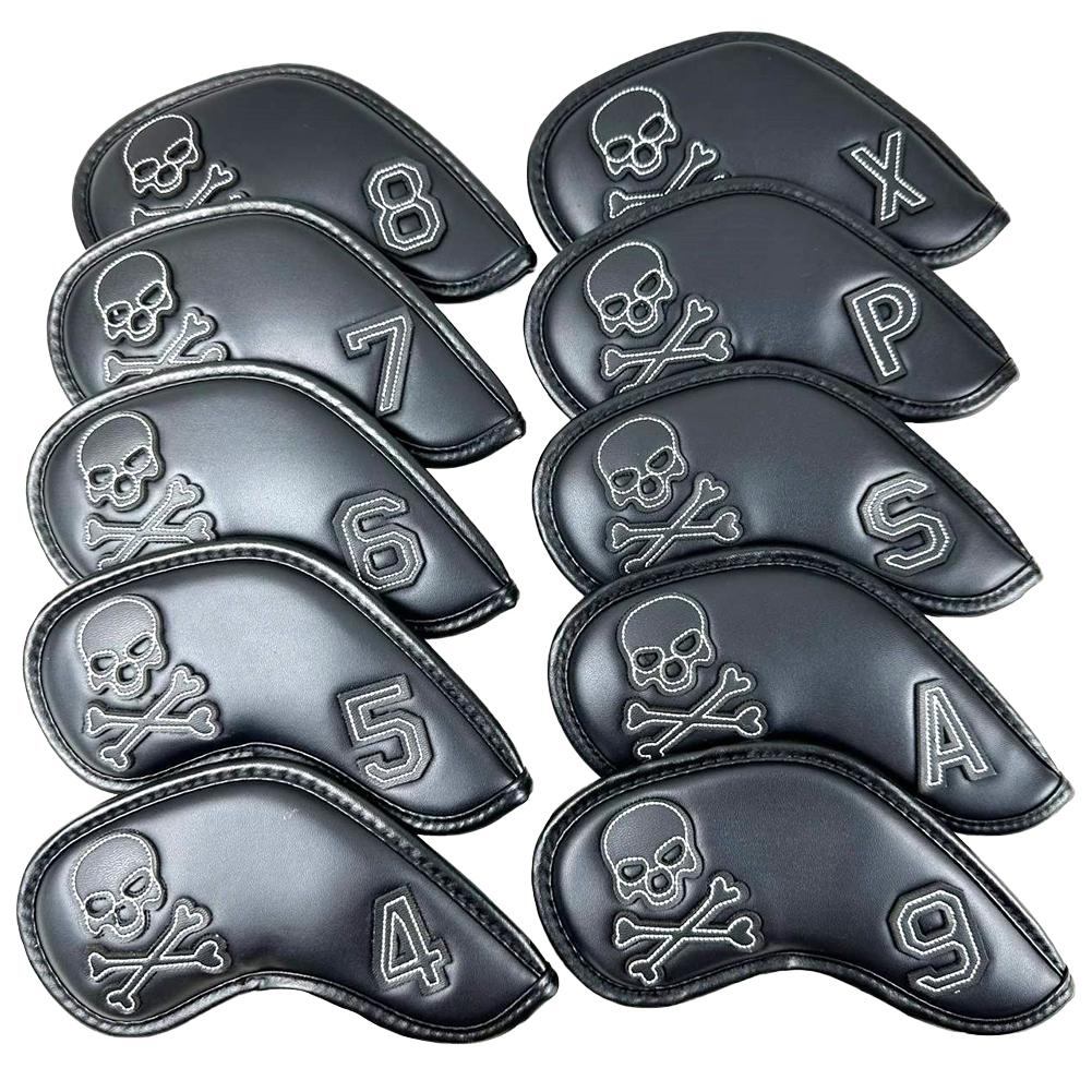 10 Stück Golfschlägerkopfhauben PU-Leder Golf Putter-Abdeckung Mit Identifikationsnummer Golf Eisenkopfhauben-Sets Schutzhülle Golfzubehör