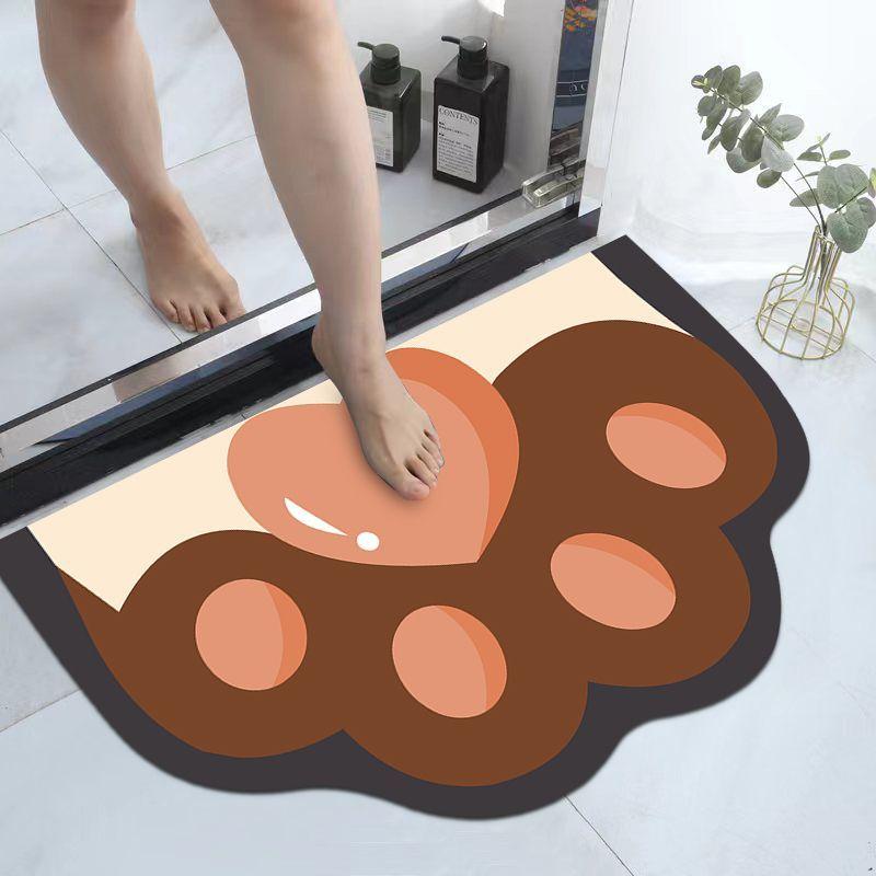 Toilet Non-slip Door Mat Cute Cartoon Diatom Mud Floor Mat Bathroom Door Floor Mat Anti-drop Absorbent Quick-drying Door Mat