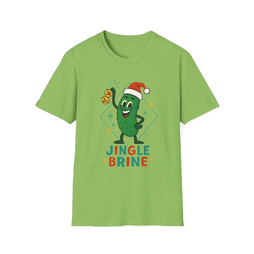 

Unisex Softstyle T-Shirt Funny Pickle Santa Sleigh Bells Holiday Christmas 2XL