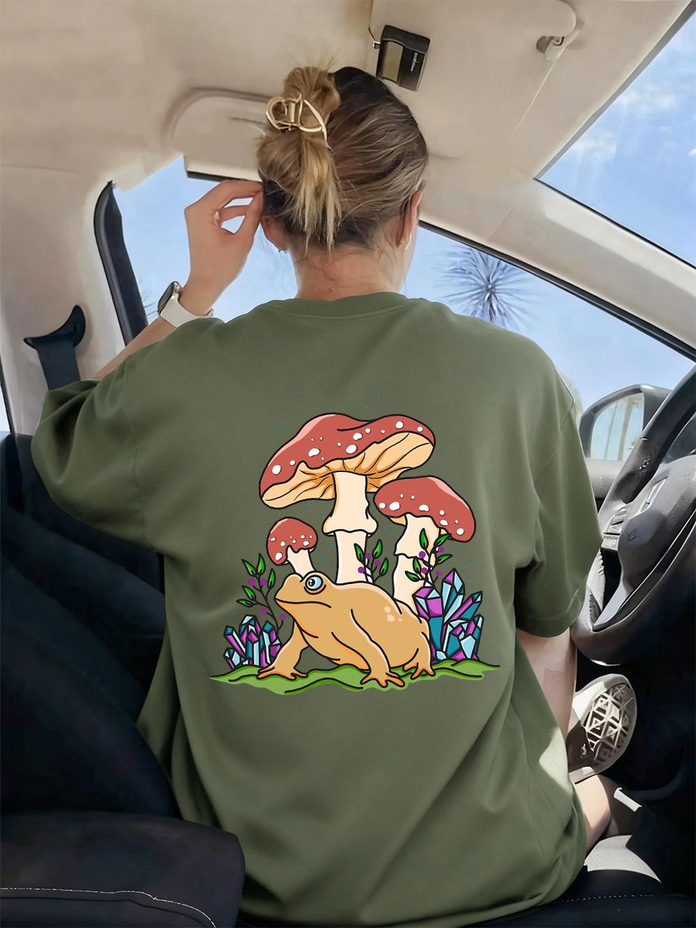 

Mushroom And Toad Printing TShirts Women Basics Loose Short Sleeve Tops Comfortable Soft T Shirts Summer ONeck Womans Clothes S