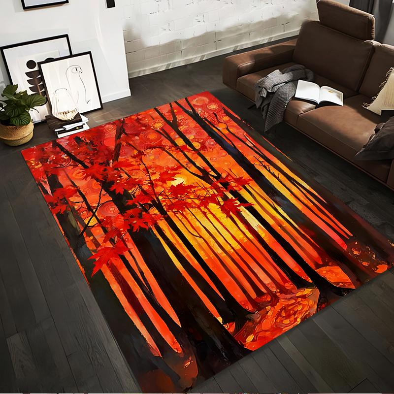 

Autumn Forest Tree Design Carpet with Vibrant Orange and Red Leaves Suitable for use as an anti-slip for living room bedroom sofas 40x60cm( 15x23in )