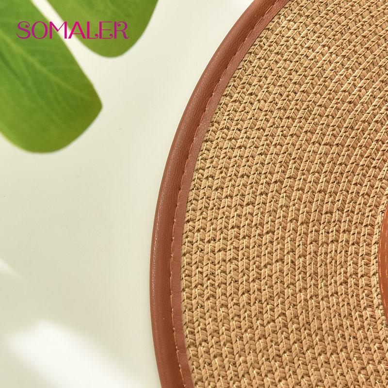 SOMALER Damen-Sommer-Panama-Stroh-Sonnenhüte, modisch, breite Krempe mit Gürtel, Sonnenschutz, UV-Schutz, Strandkappen, Unisex-Reisehüte