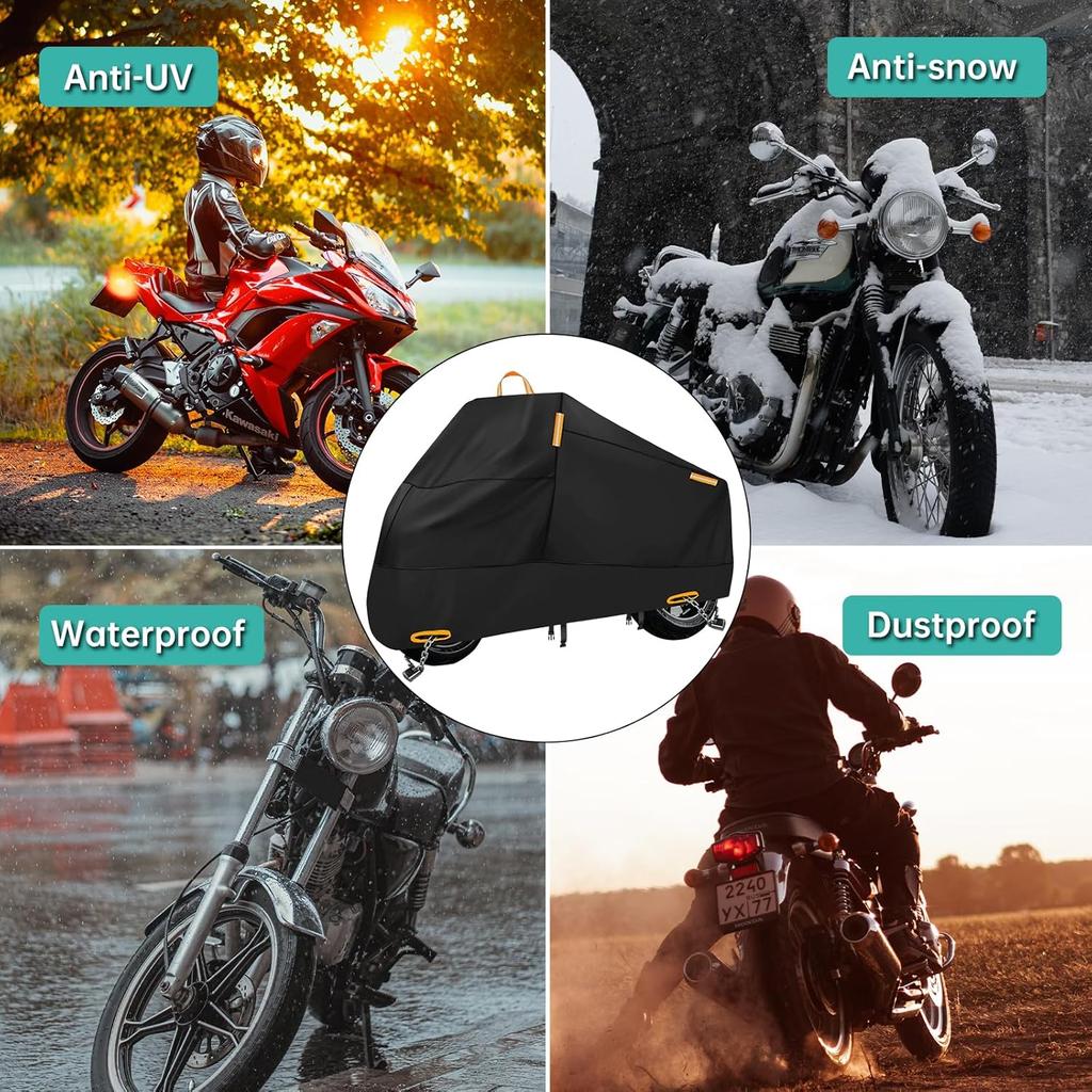 Motorcycle Cover Waterproof Outdoor, 300D Heavy Duty Motorbike Cover For Ninja 250 300 650 1000 Yamaha YZF R1 R7 MT-09 Suzuki GSXR 600 750 1000