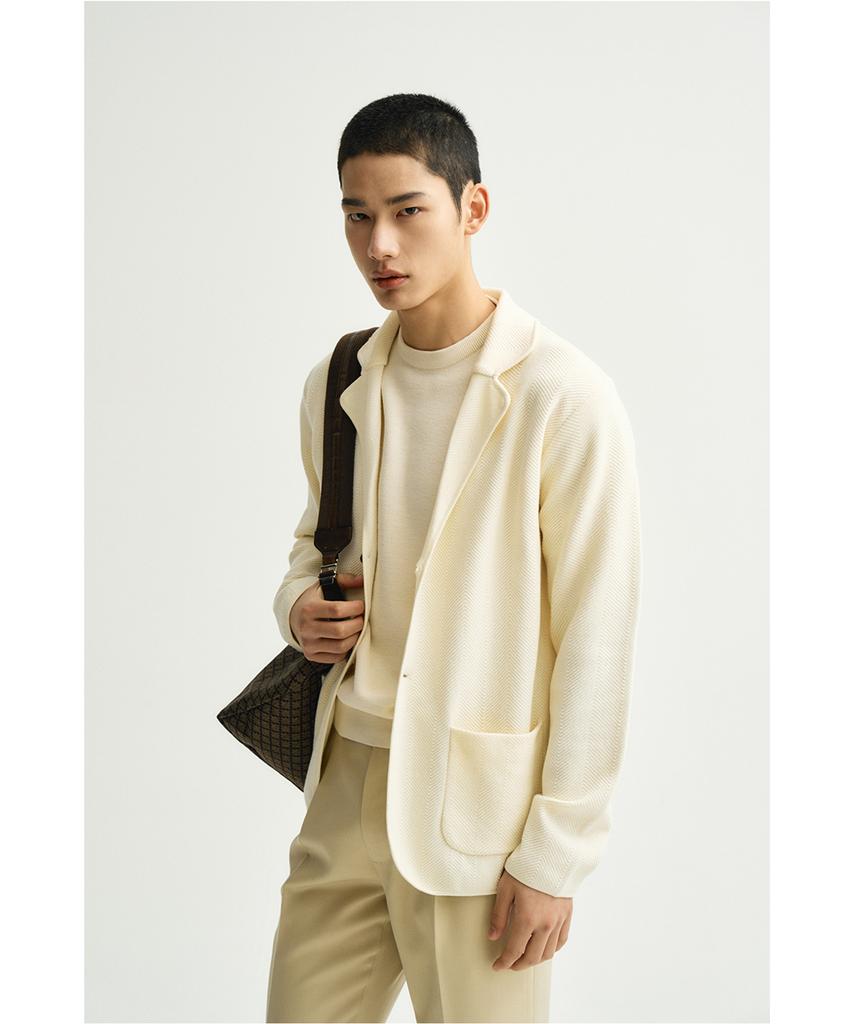 Iolo Herringbone Knit Jacket_Ivory