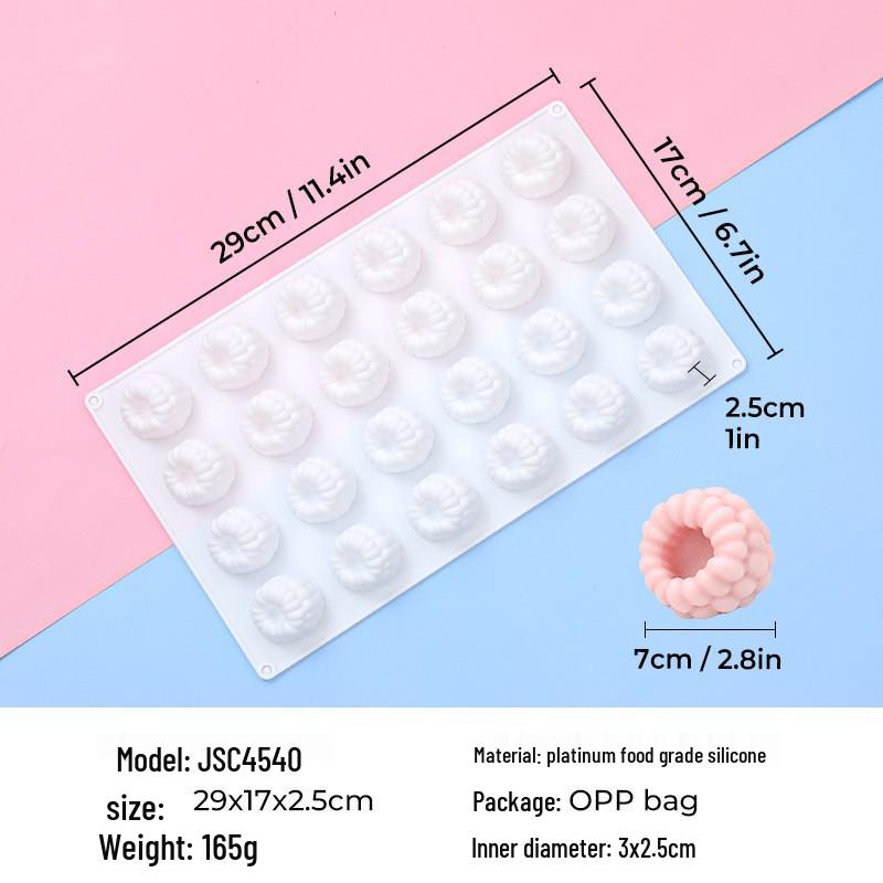 6-Cavity Large Raspberry Mousse Cake Mold and 24-Cavity Small Raspberry Silicone Chocolate Dessert Mold