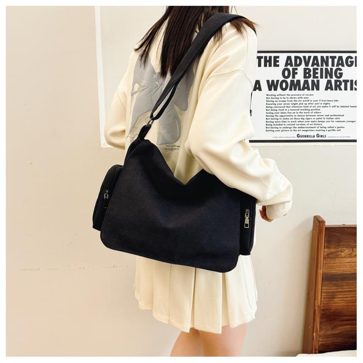 Canvas Bag Messenger Bag Fashion Simple Shoulder Bag Large Capacity Women's Bag Commuter Bag