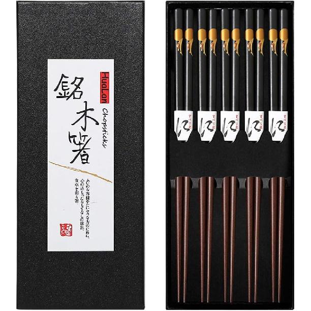 Japanese Natural Wood Chopstick Set Reble Classic Style Chopsticks Non-slip Design Chop Sticks 5 Pairs Gift Set