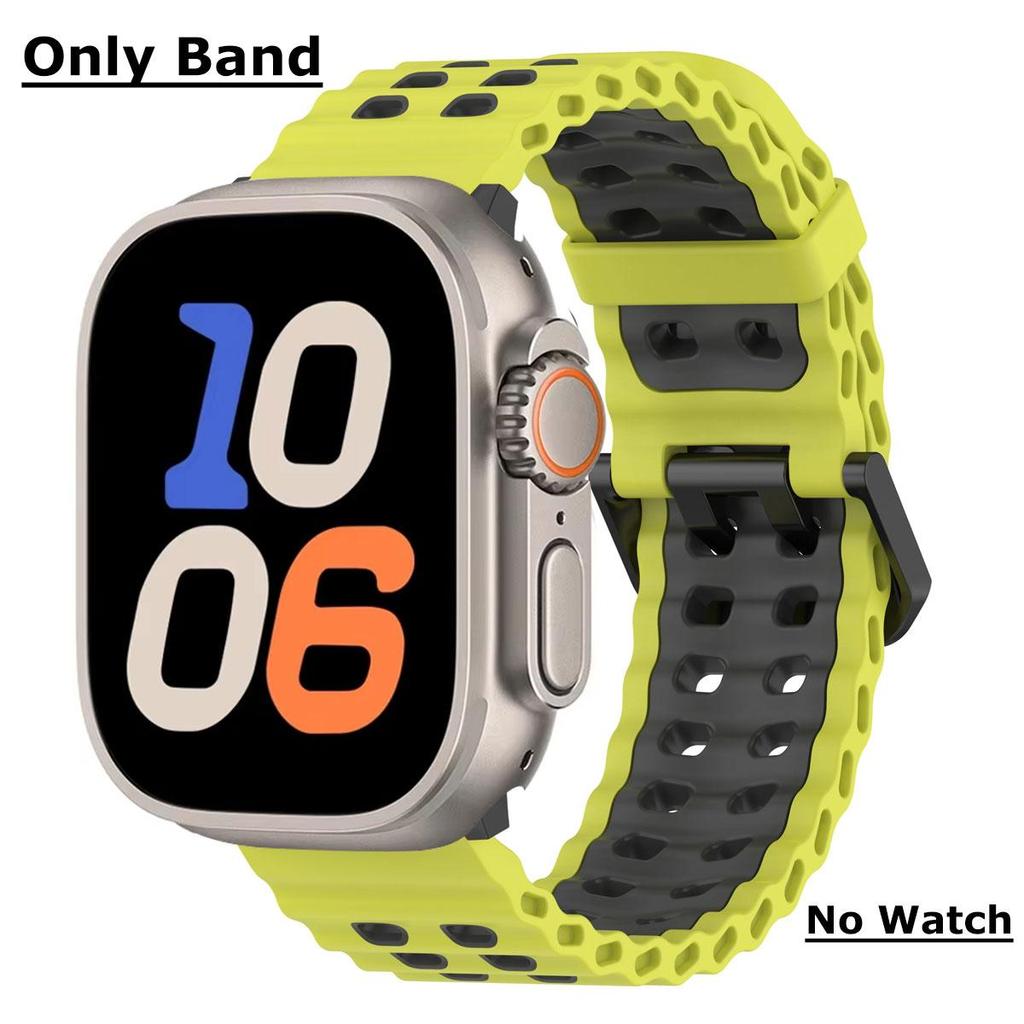 Ocean Silicone Strap for Apple Watch Ultra 2 49mm Band Breathable Bracelet for iWatch Series 10 46mm 42mm 9 8 7 6 SE 45mm 44mm