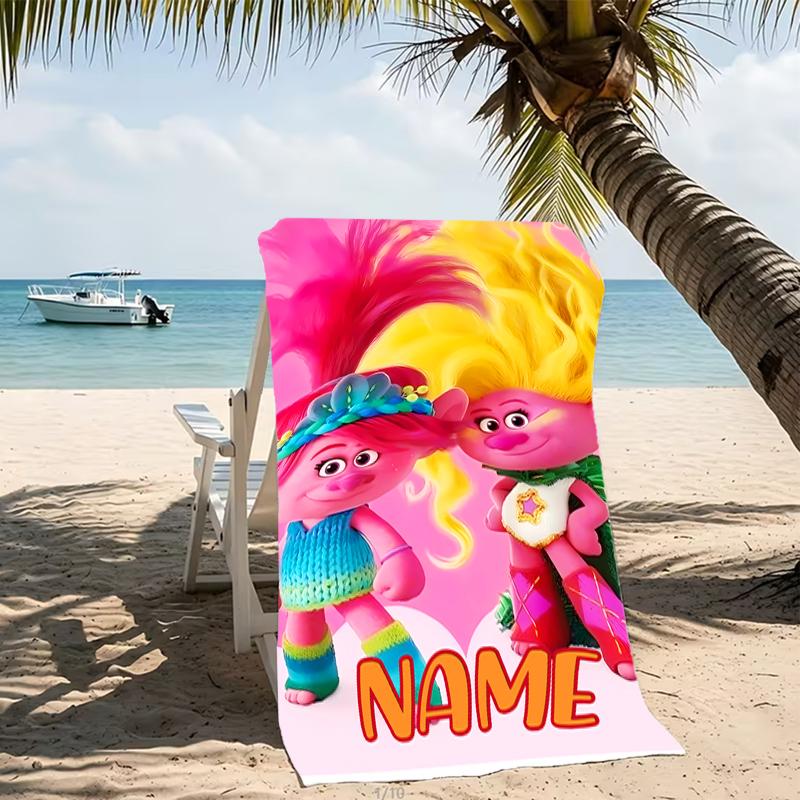 Customizable Personalized Beach Towels Trolls Themed designs.Suitable for the Beach, Yoga, Sports;ideal As Beach Accessories