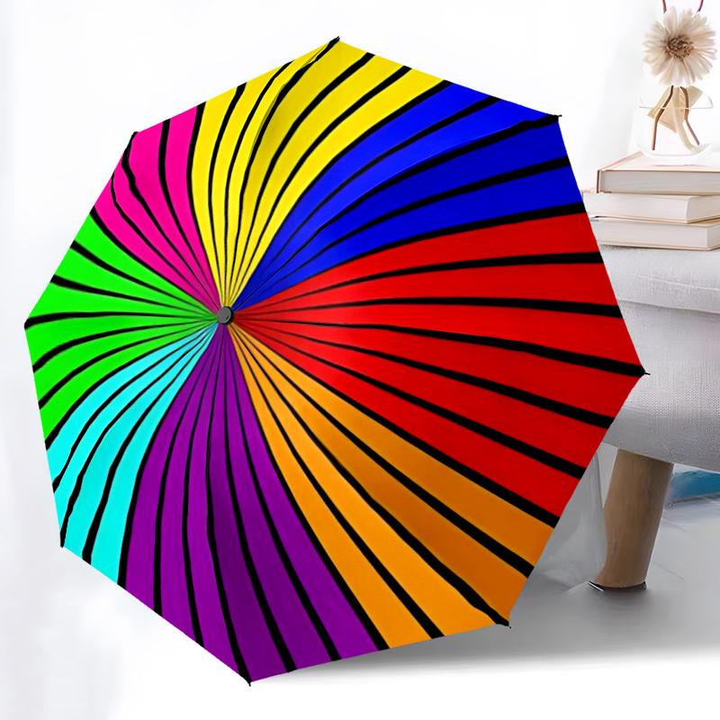 1pc Color Wheel Automatic Open/Close Folding Umbrella - Compact 8-Rib Design, Daily Use, Perfect Gift for Friends & Family yy251124236