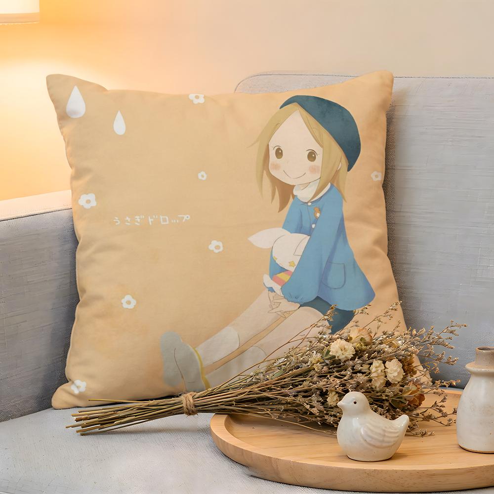 Cushion Cover  Linen  SkinFriendly Soft Decorative Case for Sofa Home Decor Bunny Drop Anime Pillow cover