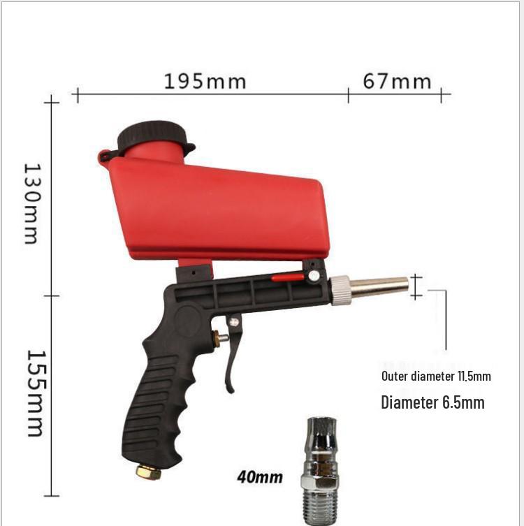 Handheld Portable Pneumatic Sandblasting Gun - Gravity-Feed Dry Sandblaster for Hardware Tools
