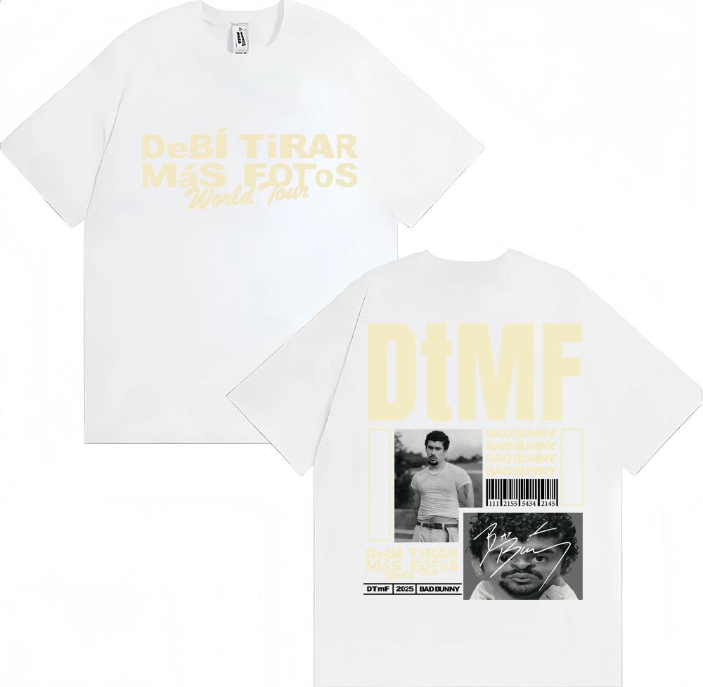 BAD BUNNY DTMF Debí Tirar Más Fotos TShirt Vintage Hip Hop Trendy Men Women Short Sleeve OversizedCotton Casual TShirts Male