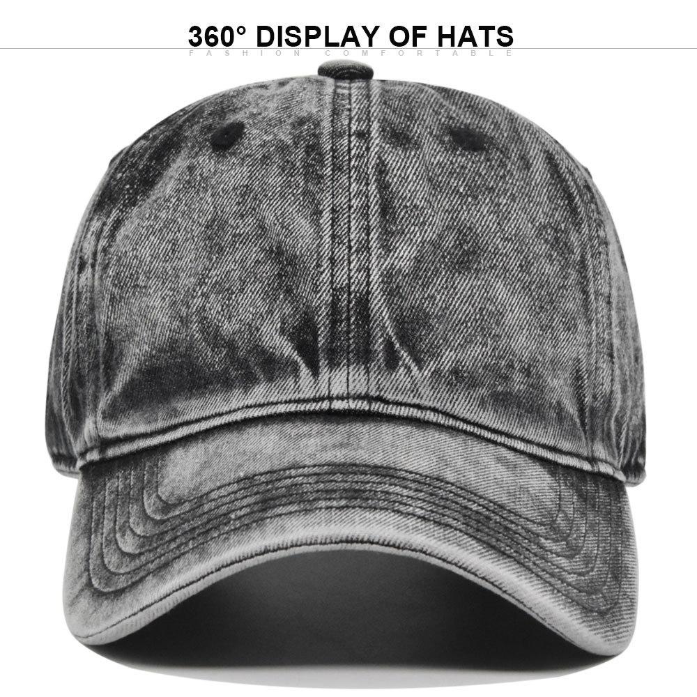 Solid Color Washed Denim Baseball Cap Vintage Retro Snapback Hat for Men & Women, Adjustable Sun Protection Cap in 8 Colors