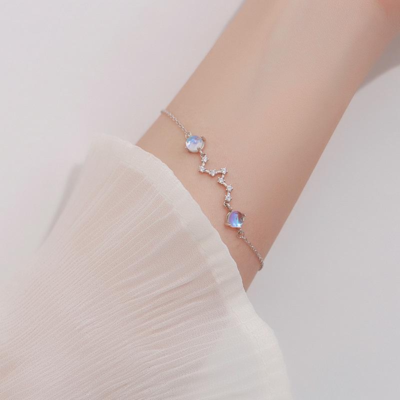 Modna koreańska bransoletka ze srebra próby 925, bransoletka ogniwkowa, bransoletka i bangle z okrągłą kryształową zawieszką dla kobiet, biżuteria ślubna