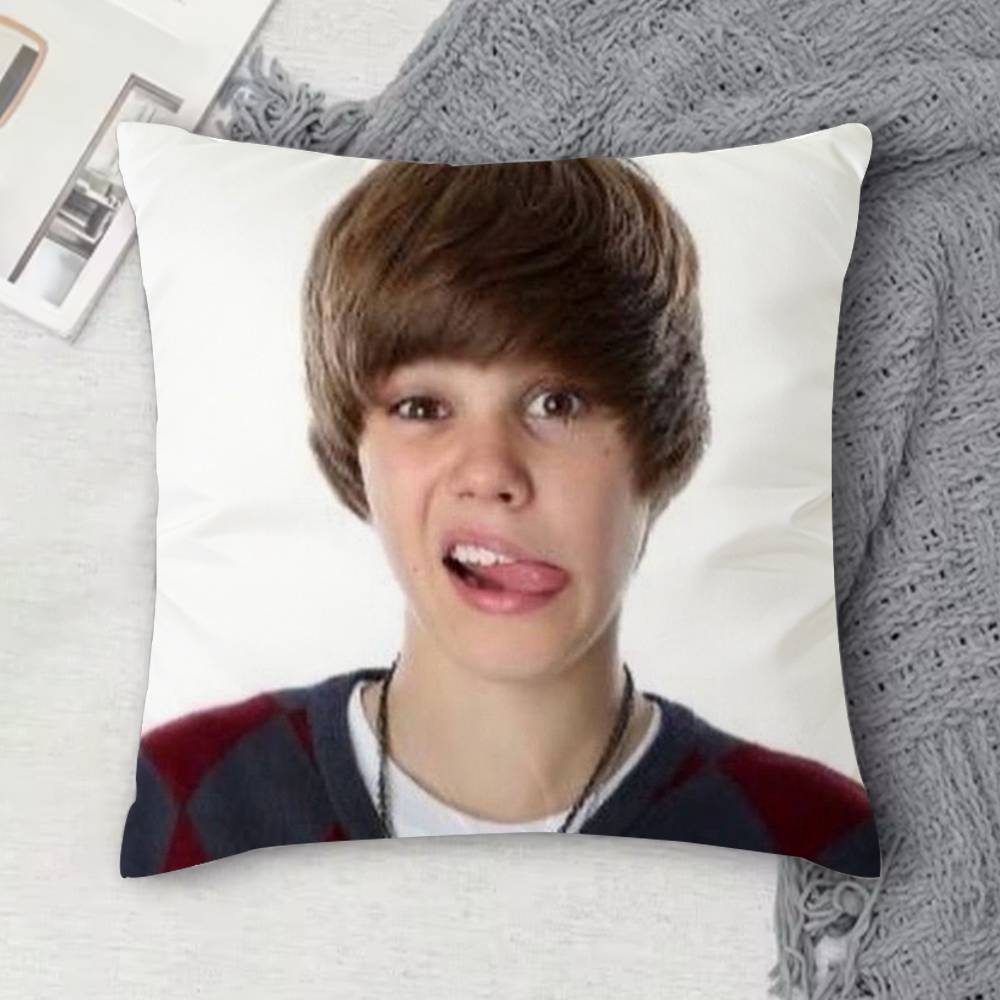 Federa Decorativa Quadrata Stampata Double Face di Justin Bieber per Divano Soggiorno Arredamento Casa