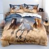 Animal 3D Printed Duvet Cover Set Domineering Galloping Horse Bedding Set Soft 2/3pcs Polyester Quilt Cover Set with Pillowcases