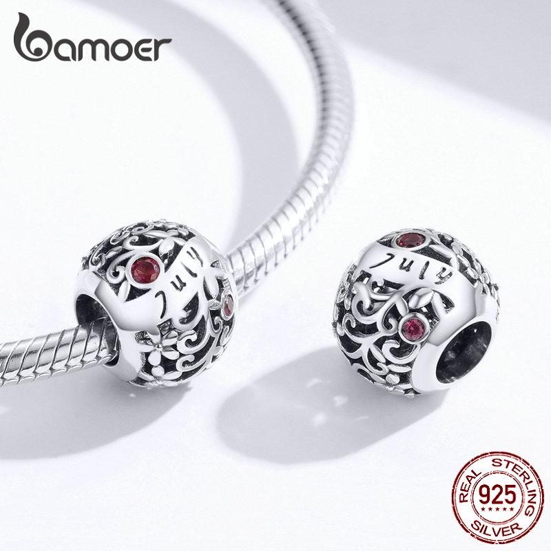 Bamoer 925 sterlingsølv juli bursdag stein runde perler passer kvinner sjarm armbånd armbånd DIY