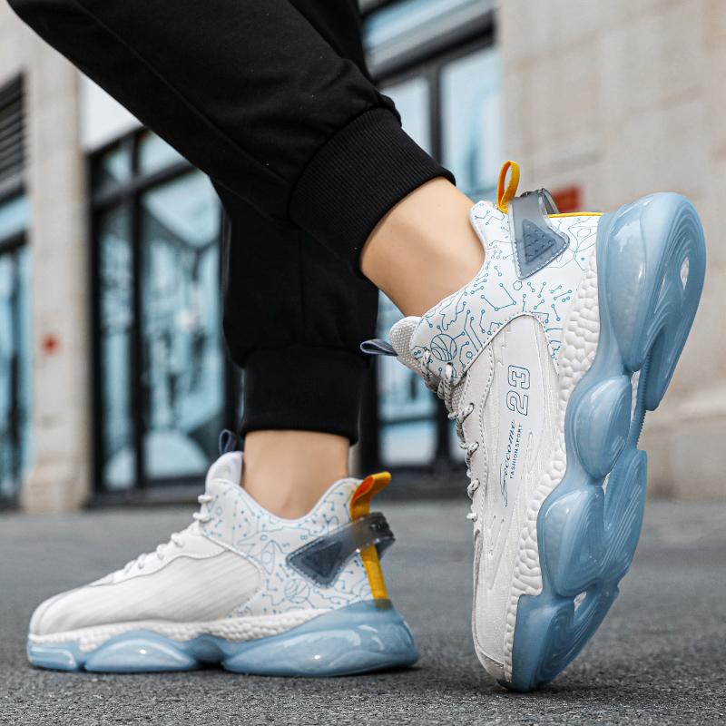Fashion Fashion Men's Shoes New Comfortable Outdoor Breathable Lace Up Thick Sole Casual Trend Running Basketball Sports Shoes 2024