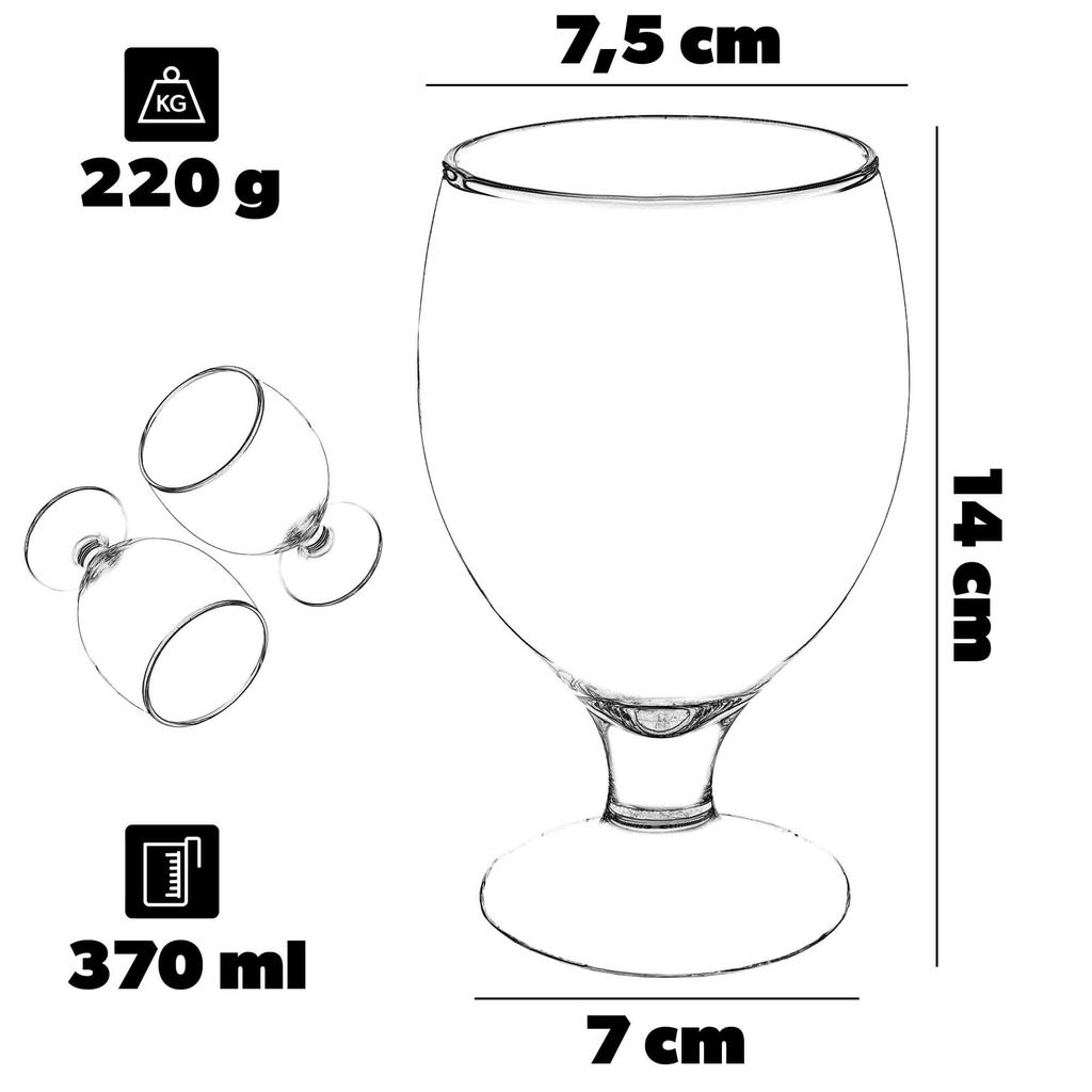 KADAX Szklanki Do Piwa Kufle Pokale Wysokie 370ml 2szt