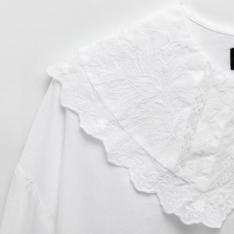 Kaslead New Arrival Women's Fashion Style Fashion Small Round Lapel Poplin Comfortable Long Sleeve Shirt 0881001