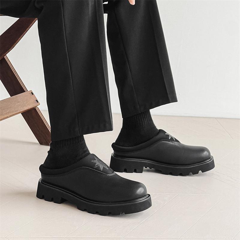 Pantofi Derby negri design nișă pantofi bărbați pantofi casual din piele cap sac tragere platformă uzură casual jumătate tragere 15962-J