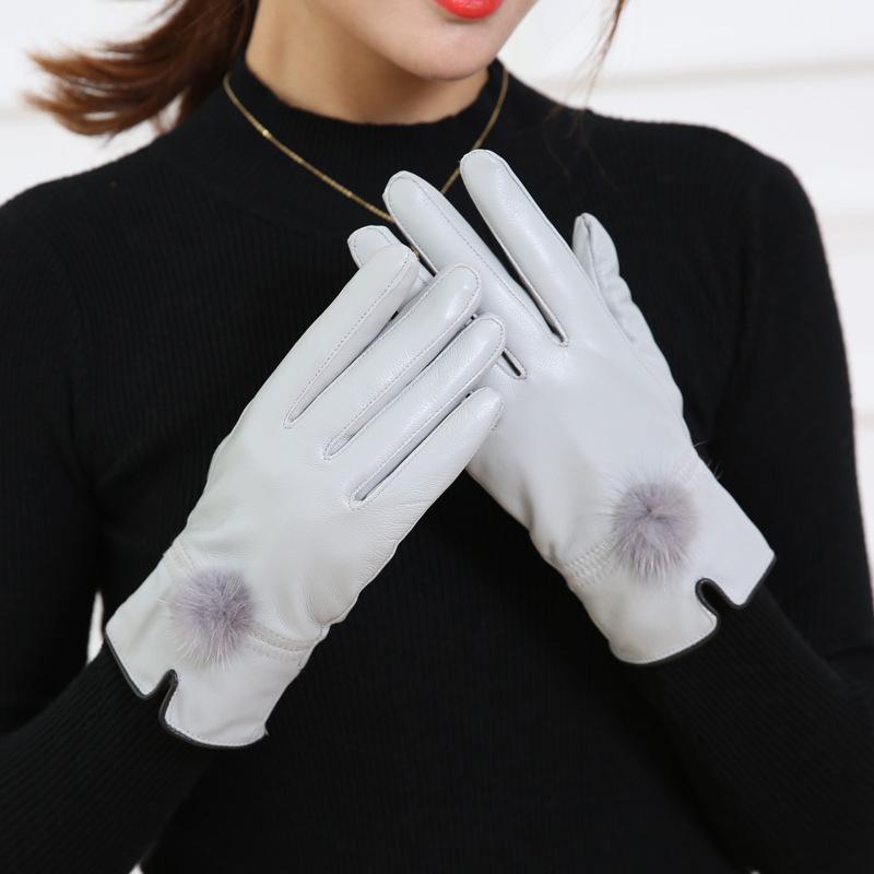 Mănuși din piele naturală pentru femei Mănuși de ciclism din catifea îngroșată și caldă