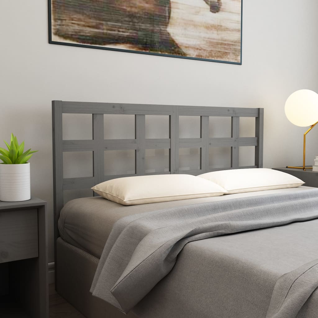 Headboard Gray 156 X 4 X 100 Cm Solid Pine Wood