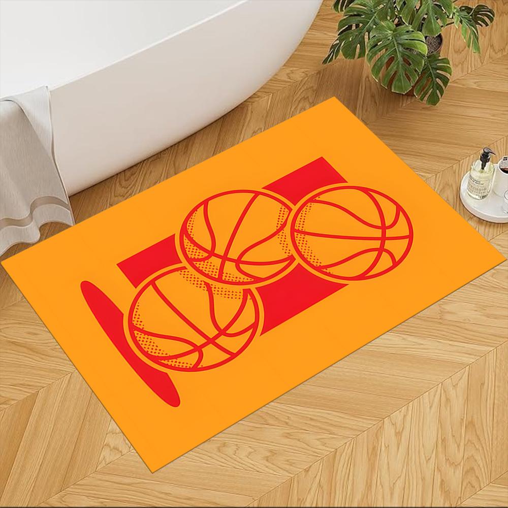 Basketball Sport Design Home Carpet Soft Plush Non-slip Bottom Bedroom Bedside Mat Bohemian Boho Style Housewarming Gift Idea