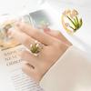 1PC Mori Small Fresh Tulip Ring Enamel Dripping Open Ring Light Luxury High Sense