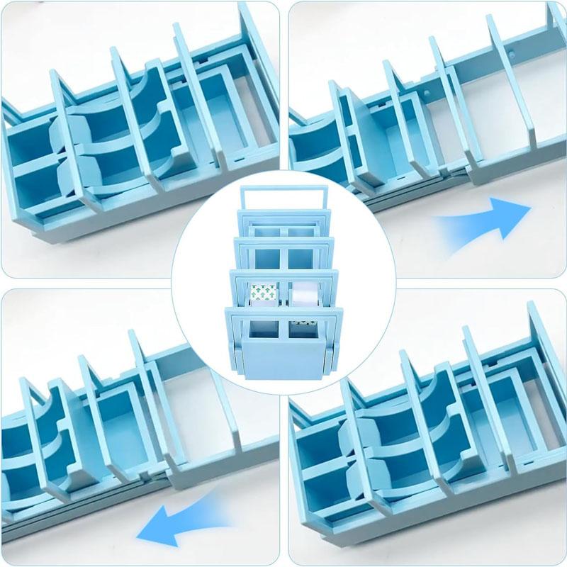 Tape Dispenser for Gift Wrapping Compact 18 Strip Tape Dispenser for DIY Crafts Portable Dual Roll Holder Fits Various Tape Sizes with Easy Dispensing