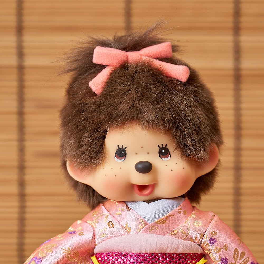 Kyugetsu Official Original Monchhichi In Kimono, Girl, Pink IPM-17-Z