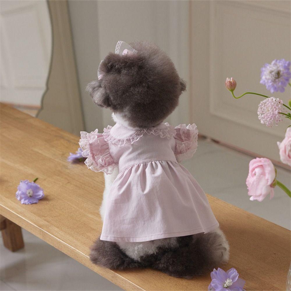 Fashion Dog Vest Lace Ruffle Cat Flying Sleeve Skirt Comfortable Dog Princess Dress  for Puppy Cats