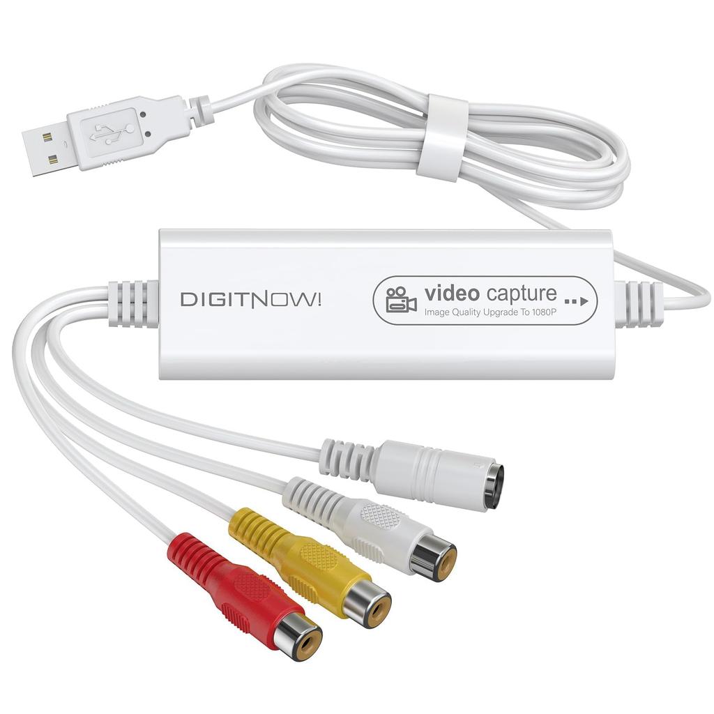 DigitPro Acquisizione Video USB da VHS a Digitale RCA a USB Converti VHS VCR Hi8 Mini DV in Compatibile con Nastro PC Windows e Mac OS Scheda, Convertitore,