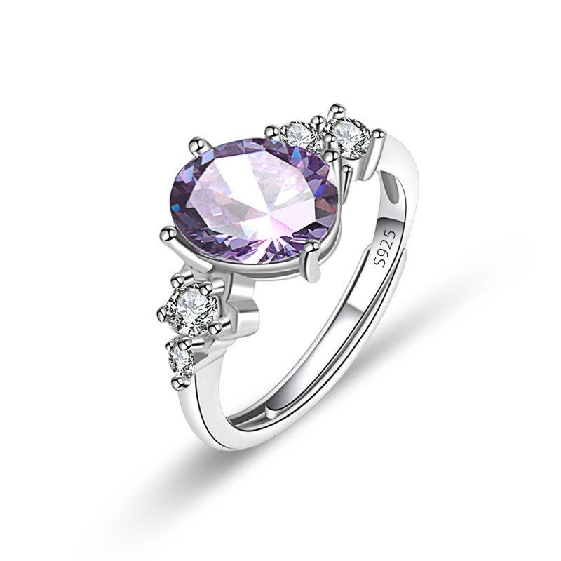 Women's Sapphire Ring With Colorful Ruby And Emerald Adjustable Band Fashion Jewelry Accessory For Her
