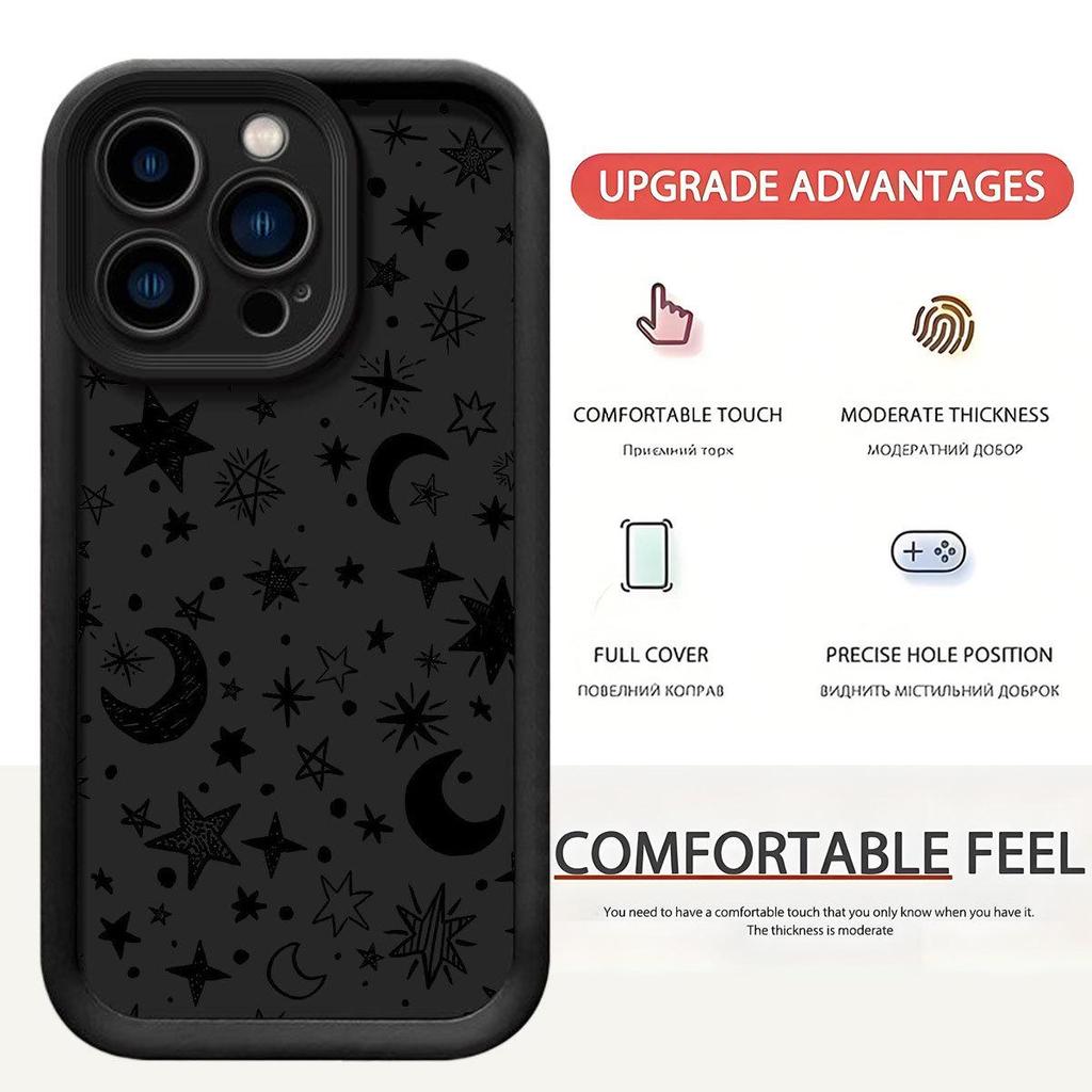 New Groove Stars & Moon Black Protective Case for iPhone 14/15/16/17 Pro Max