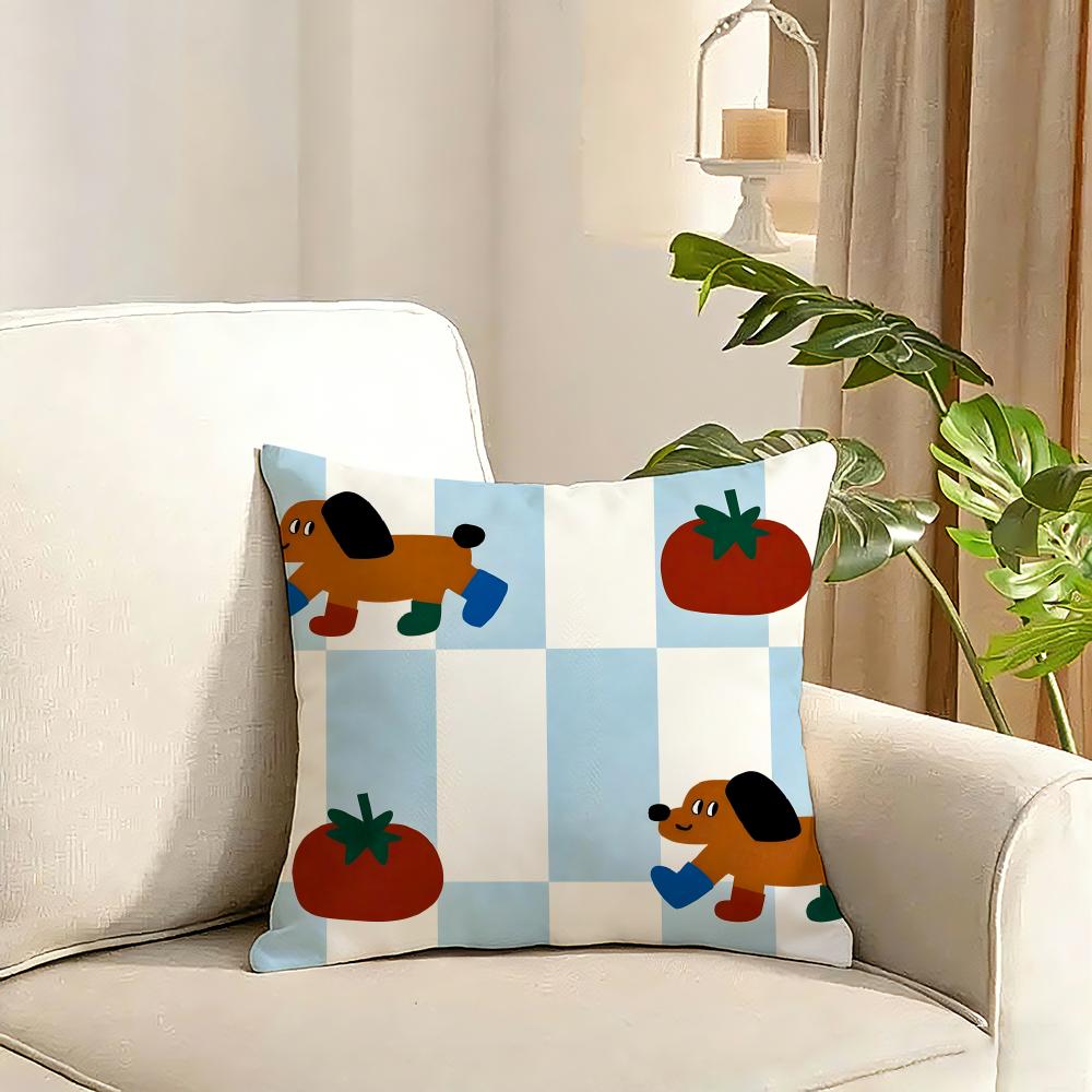 Tomato dog series Cushion Cover Reversible Plush Pillow Cover Soft Fluffy  Home Decor for Sofa Bedroom
