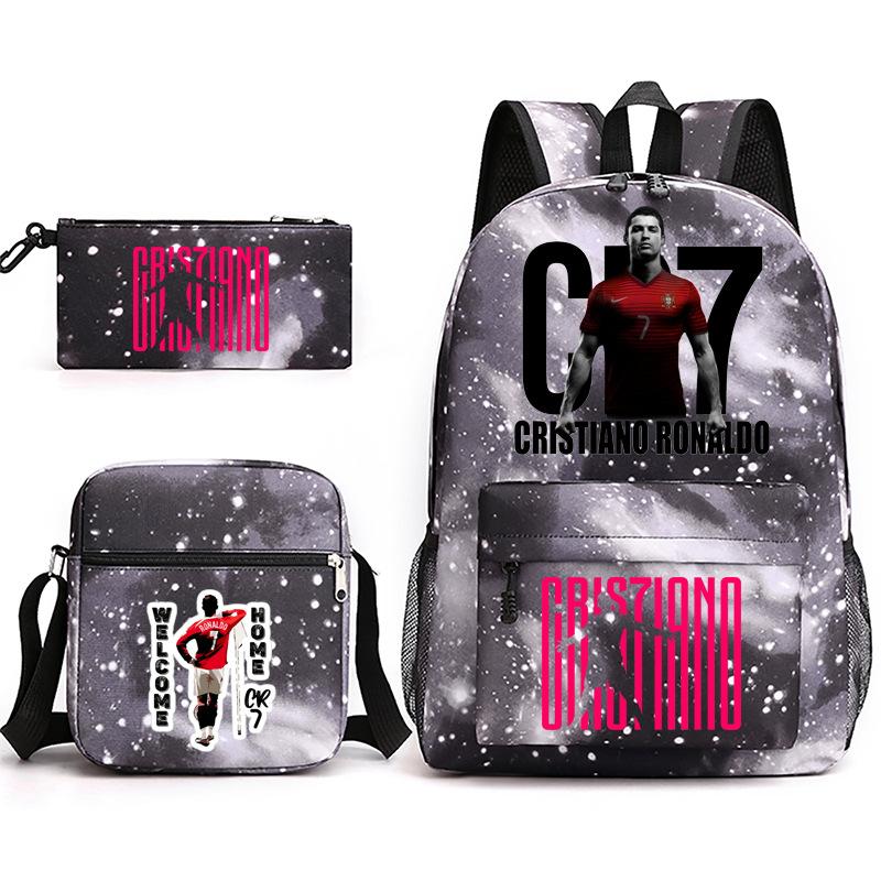 2023C Luo Surrounding Character Printed Backpack Three-piece Student School Bag + Shoulder Bag + Pencil Case Set