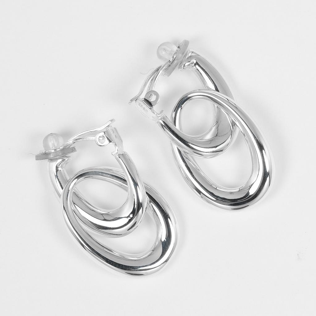 CHANEL Double hoop Earring Silver925 27.2g Women Used