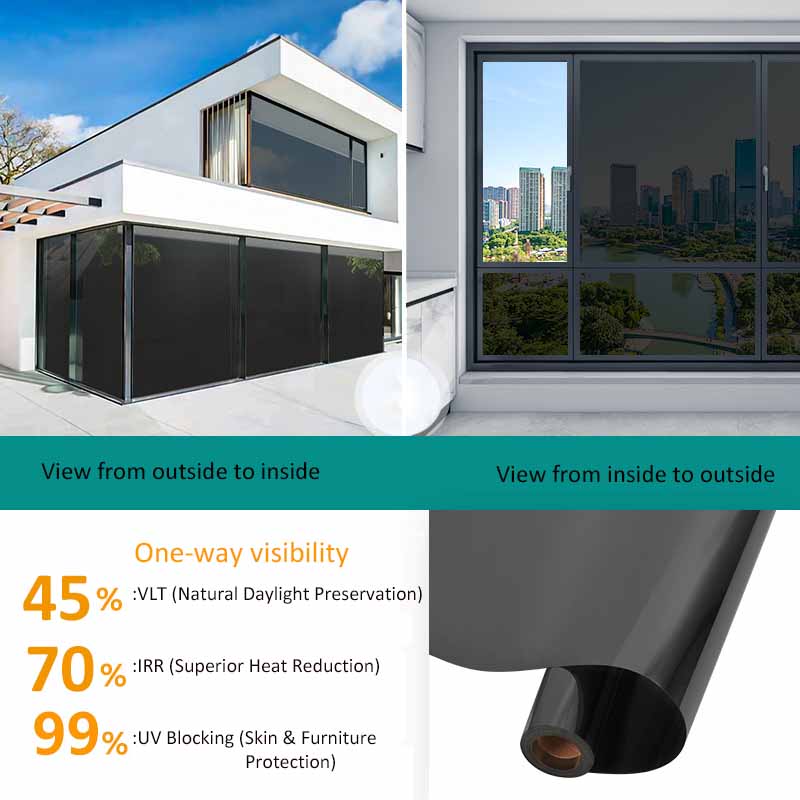 Siltumizolācijas logs Privātuma plēve pret atspīdumu vienvirziena spogulis saules plēve Mājas veikala logi UV bloķēšana