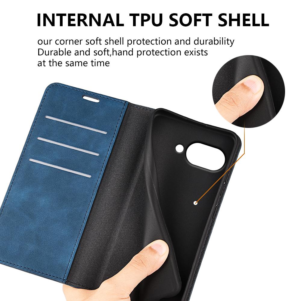 For Google Pixel 9a Case Skin-Touch Leather Wallet Phone Cover