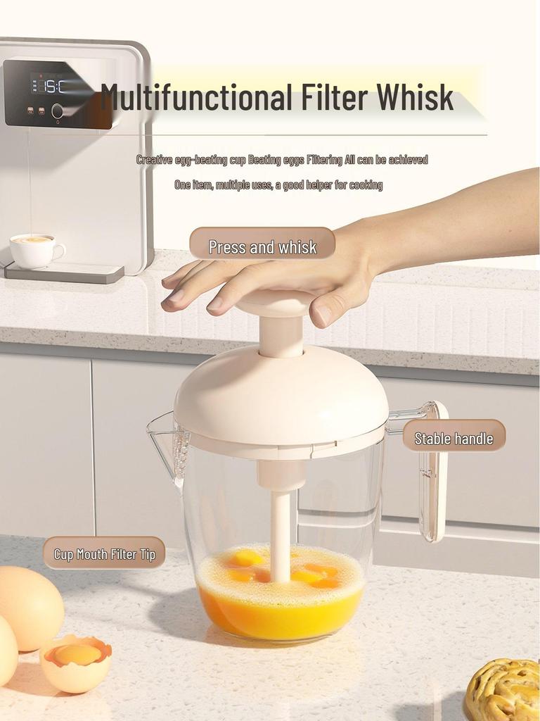 Multifunctional Press Egg Beater Cup: Large Capacity Frothing & Baking Blender