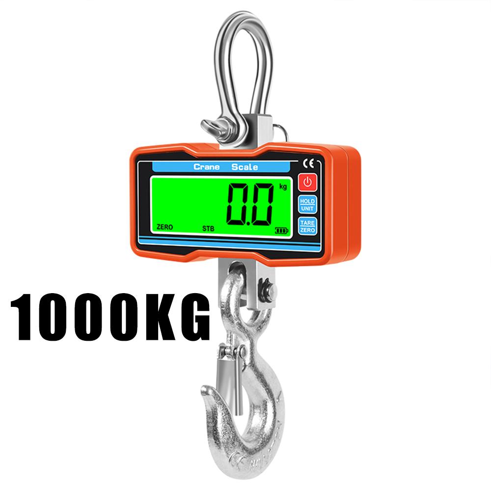 Digital Hanging Scale 1000/1500/2000kg Portable Heavy Duty Crane Scale LCD Backlight Industrial Hook Scale Unit Change/Data Hold