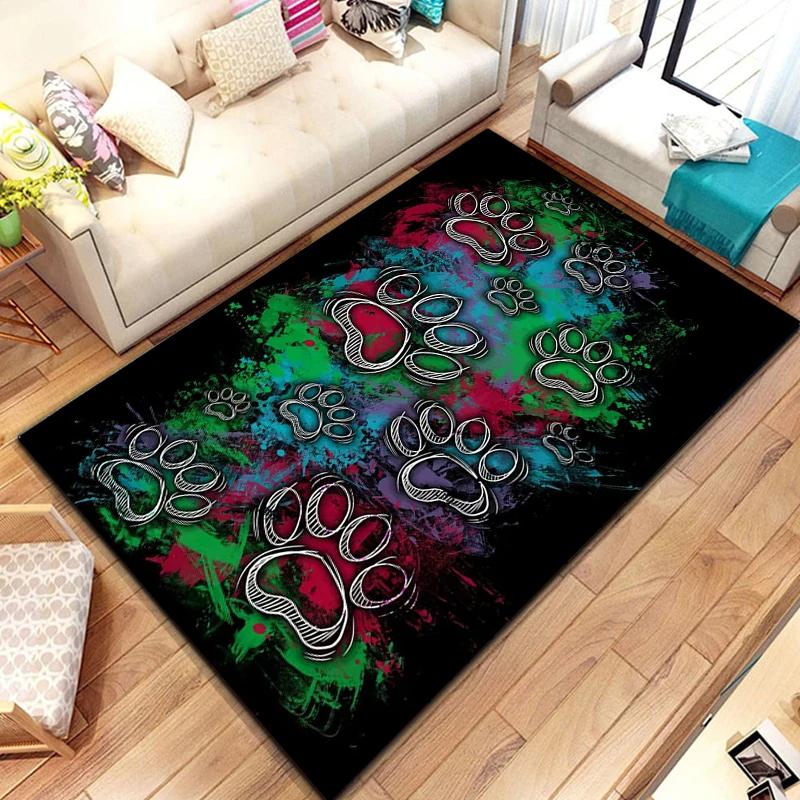 Cartoon Animal Paw Print Carpet Farmhouse Style Indoor Floor Mat Non Slip Area Rug for Living Room Home Decor Entrance Doormat