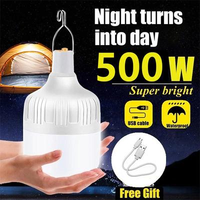 Luces Portátiles para Camping al Aire Libre de 500w Lámpara Recargable USB Bombilla LED de Emergencia Gancho Linterna para Tiendas de Campaña Luces Nocturnas Bombilla