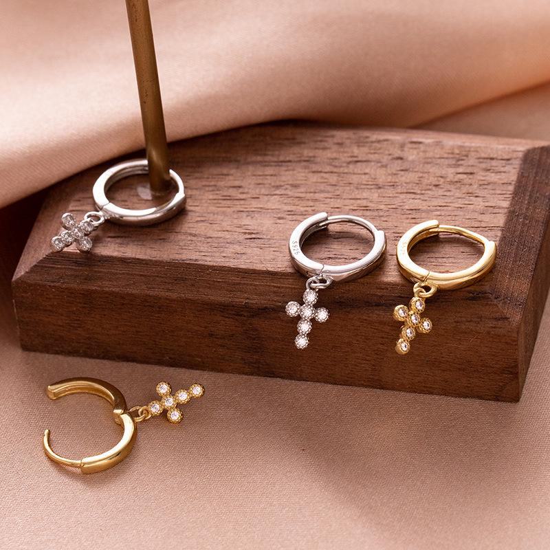 Cercei cruce Banyan Tree Argint S925 cu diamante - Stil celebru la modă, versatil, pentru femei