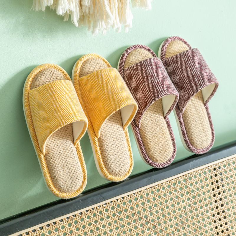 Linen Indoor Slippers For Couples With Nonslip Sole And Breathable Cotton Material Perfect For Home Use