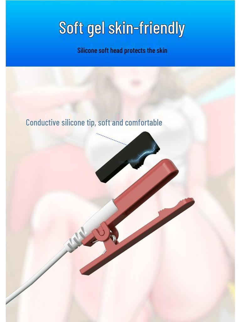 Elektrické šokové svorky na bradavky pro unisex intimní stimulaci a ženský orgasmus