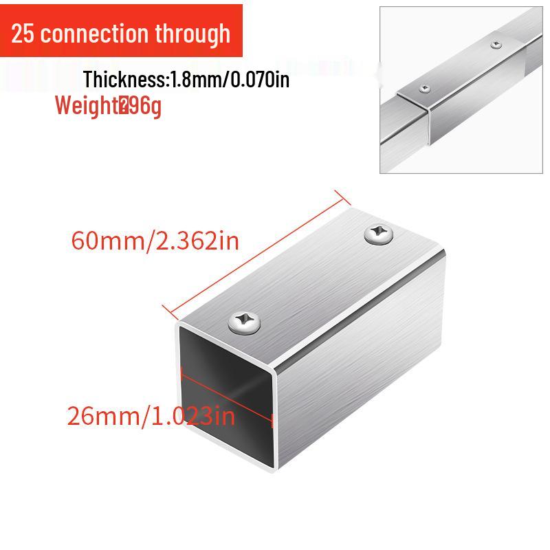 Stainless Steel Four-Way Square Tube Connector (20/25/30mm)